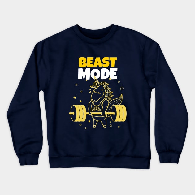 Beast Mode On - Unicorn Workout - Motivational Gym Quote Crewneck Sweatshirt by stokedstore